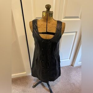 SEE BY CHLOE Women's Black Leather Sleeveless mini dress USA Size 2.